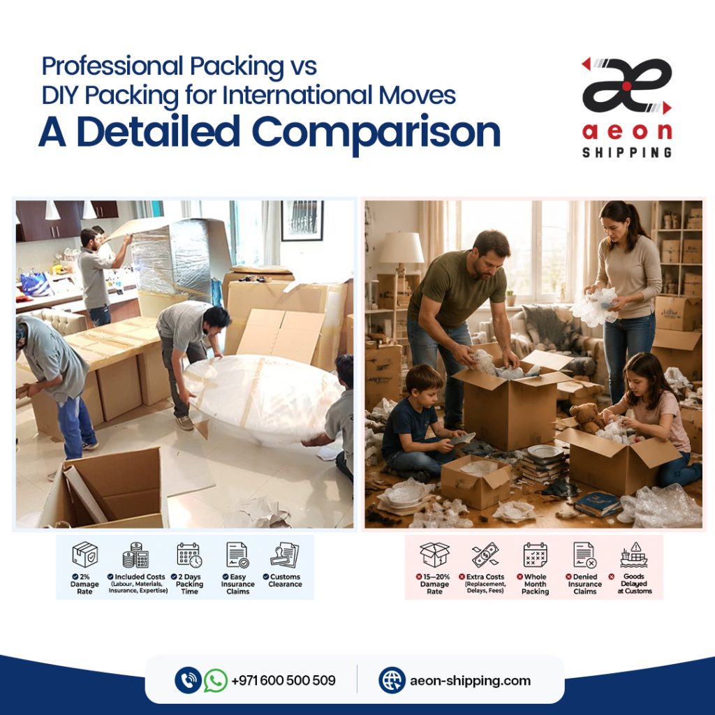 Differences between professional packing and DIY packing while international moves