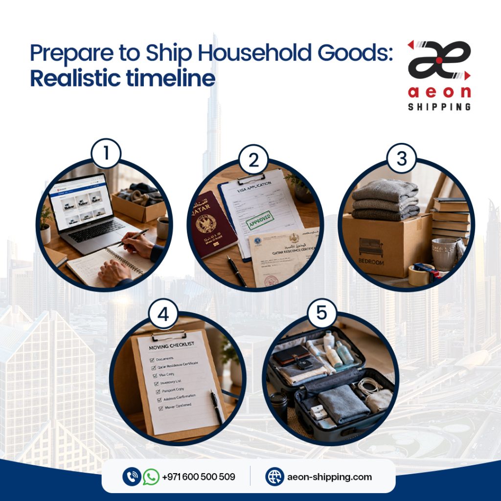 Realistic timeline of shipping household goods to dubai from quatar