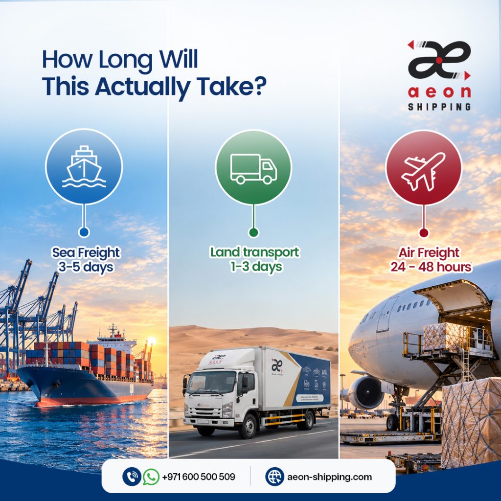 how long does it take to ship household goods to dubai from bahrain